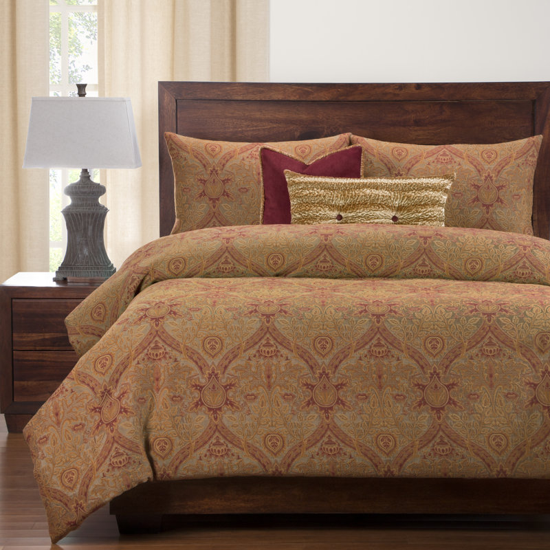 Cambridge Polyester Damask Duvet Cover Set, Queen