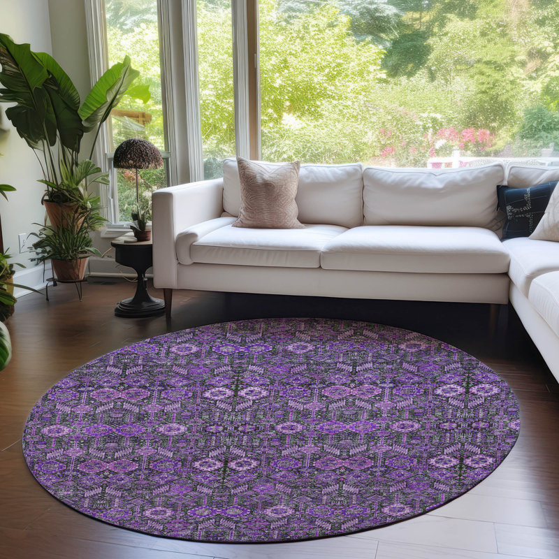 Tapis intérieur / extérieur Jurnee avec envers antidérapant, Rond 8 pi