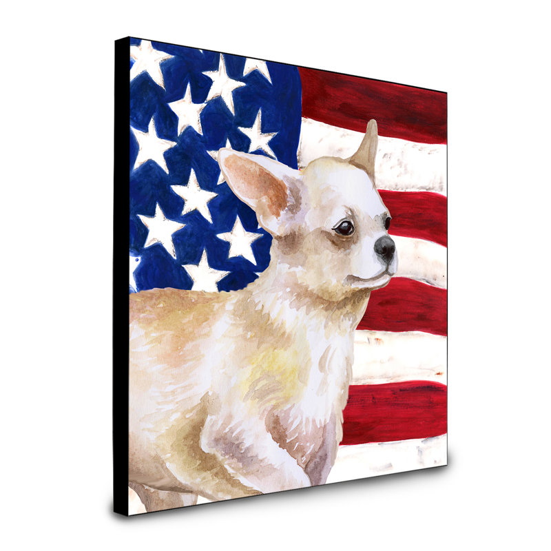 Panneau mural patriotique art Double Down, Chihuahua beige