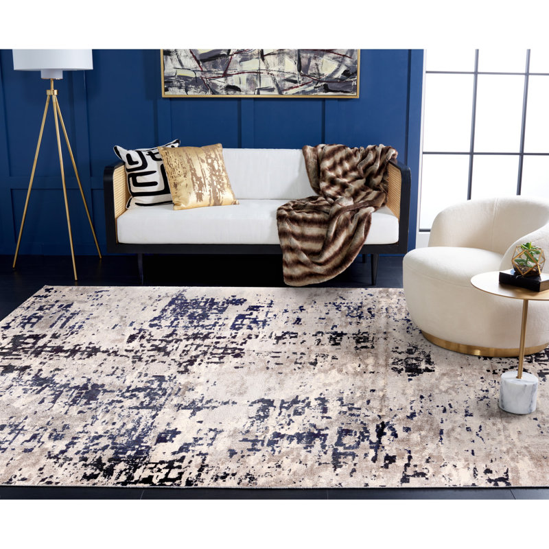 Tapis gris / bleu Gammage, Purple/Beige, Rectangle 8 pi x 10 pi