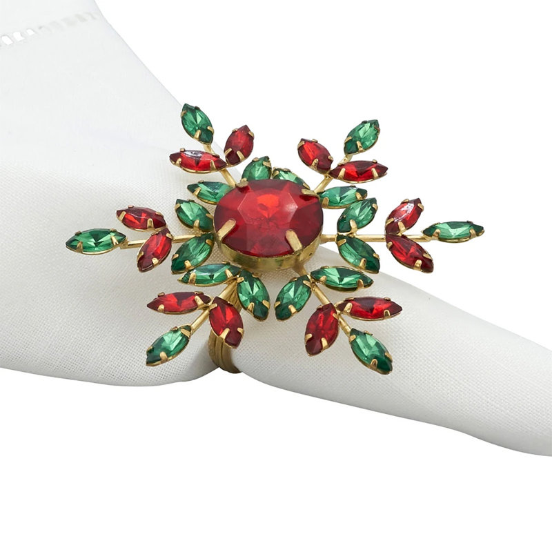 Perles de verre, porte-serviette en fer, Rouge / vert