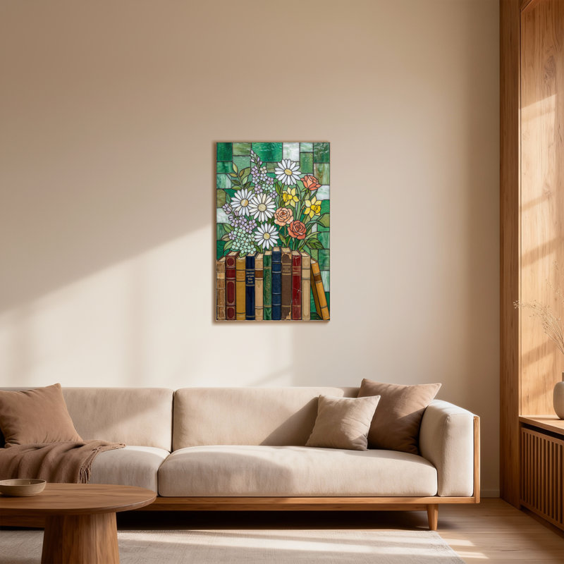 Plantes et fleurs, livres floraux, art en verre coloré, H 24 po x l 16 po