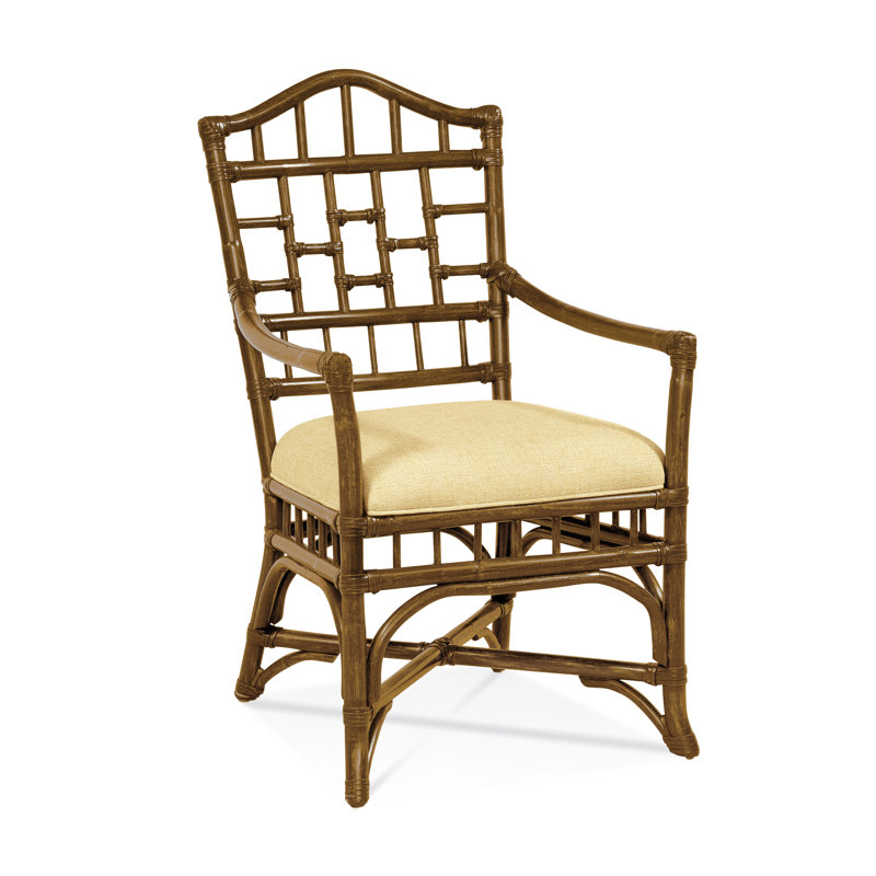 Chippendale Upholstered Arm Chair, Havana, White Textured Performance; 0865-91