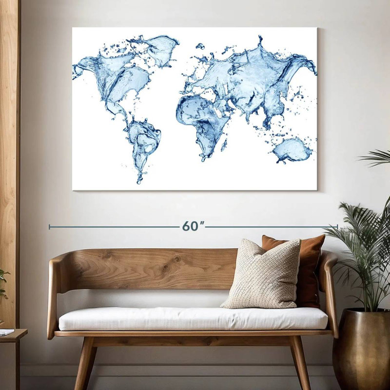 Aliaz Splash World Map, 34" H x 51" W