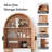 71" H Arched Over The Toilet Storage Cabinet With Paper Holder, 0.6" Extra Thick Free-standing Bathroom Organizer With Adjustable Shelf & Soft Close Hinges, Natural Wood