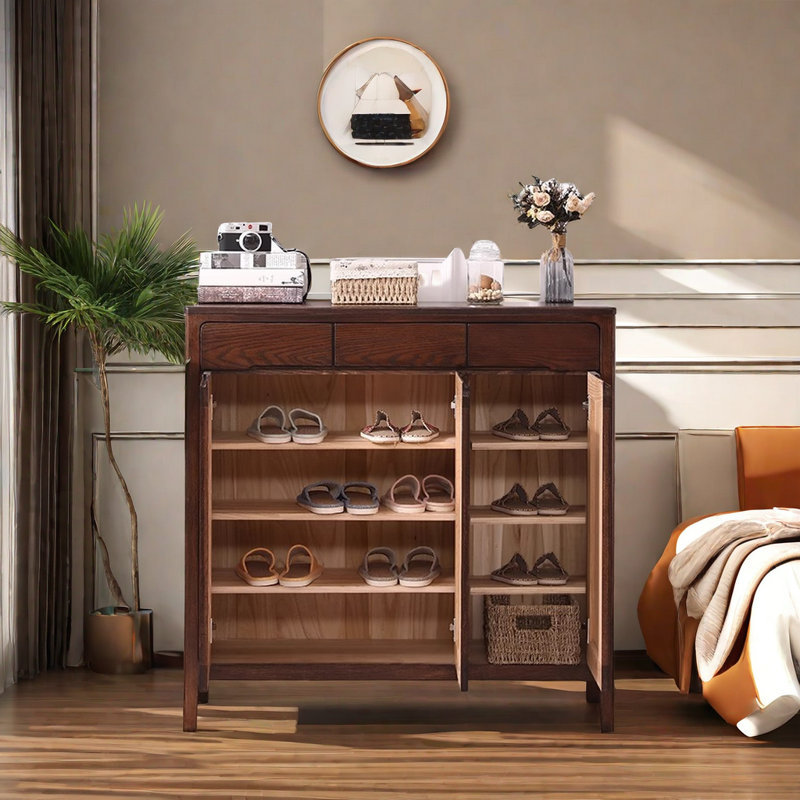 Armoire à chaussures en bois massif All Modern, Brun