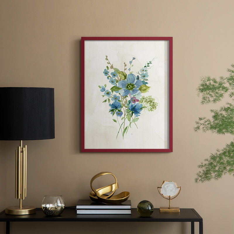 «Bouquet of Blue II», reproduction encadrée - bois massif, H 21 po x l 17 po, Rouge