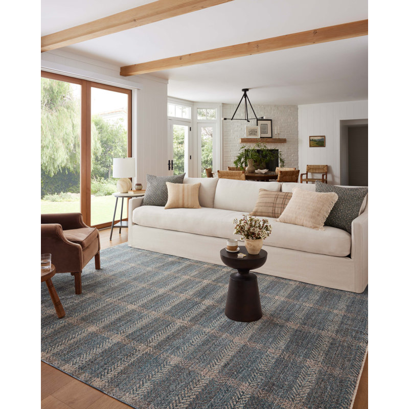 Angela Rose Blue and Beige Wool Synthetic Area Rug 7'-10" x 10'