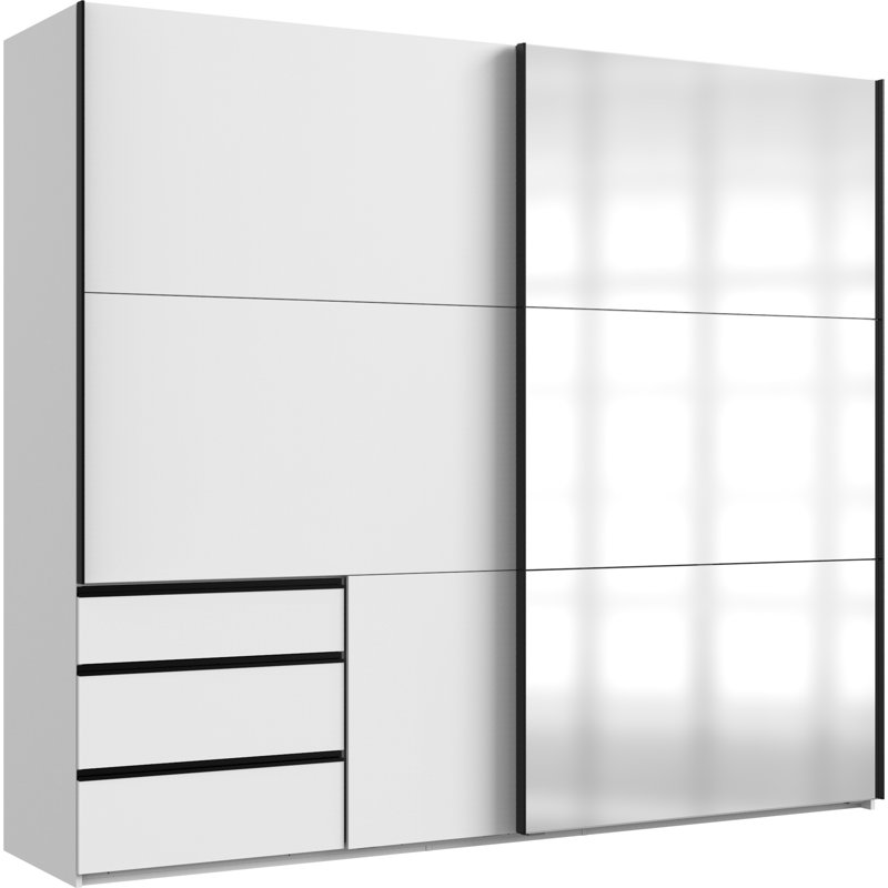 Guardino 2 Door Wardrobe, White, 216cm H x 250cm W x 65cm D