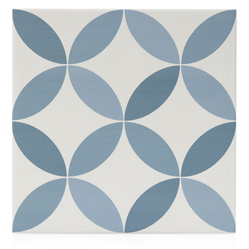 8" x 8" Hampton Porcelain Floor Tile, Blue/White