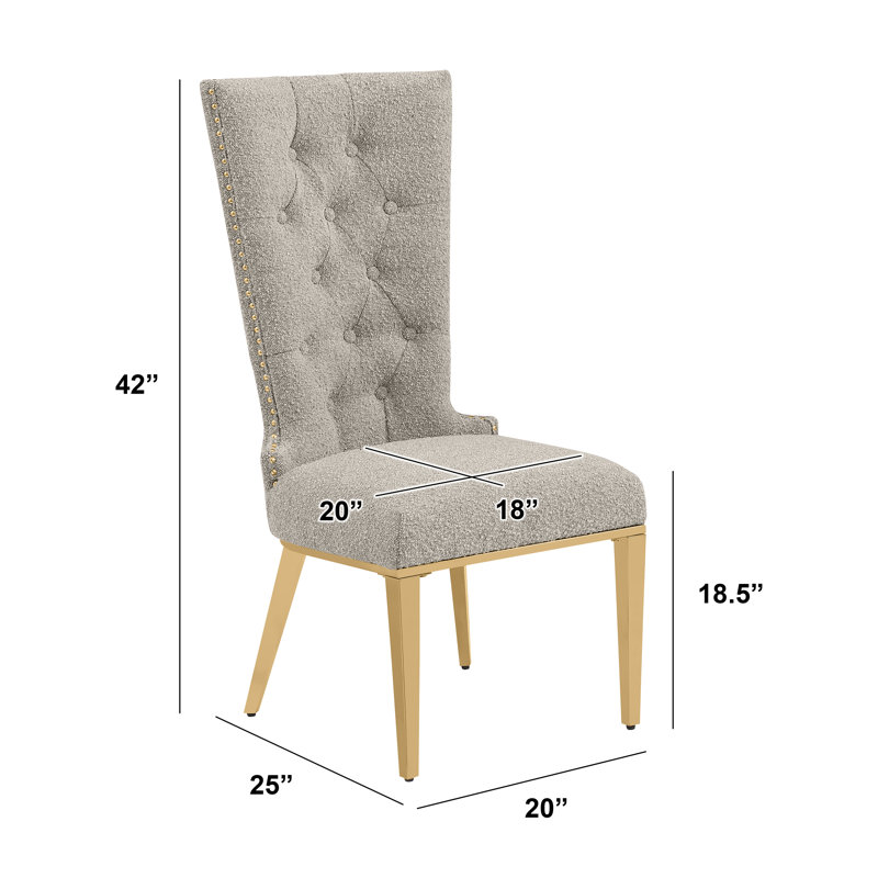 Chaises d'appoint Elegant Boucle, Gris, Doré