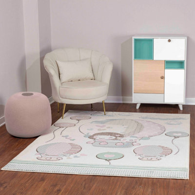 Light Beige Modern Shaggy Rug, Pictorial Easy to Clean Rug For Living Room, Dining Room, Bedroom