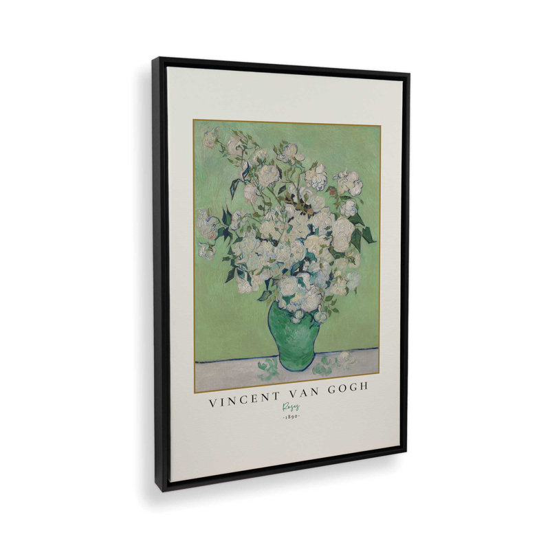 Van Gogh's Roses 1890, Cadre flottant noir satiné, H 30,75 po x l 20,75 po