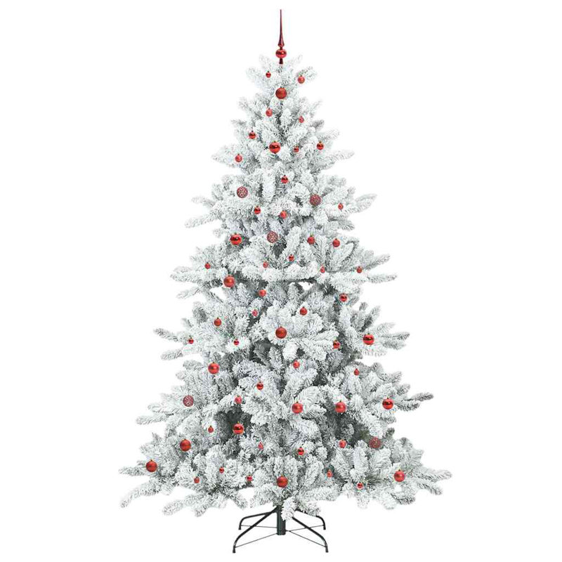Artificial Hinged Christmas Tree with 300 LEDs, White/Red, 7.87' H
