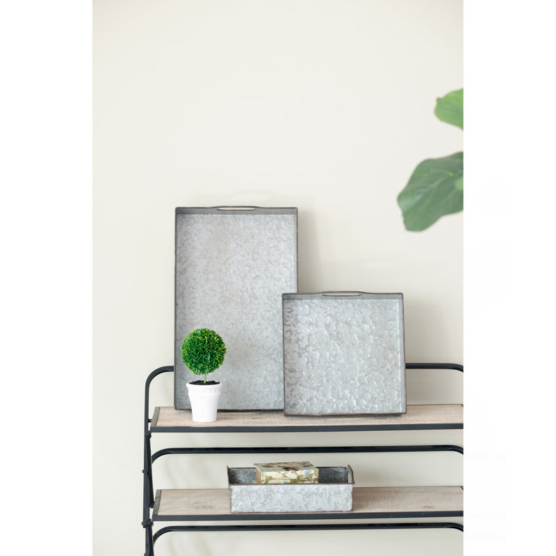S / 3 plateaux gigognes décoratifs gris galvanisé