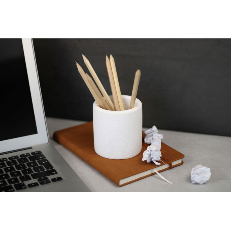 Lyani Concrete Pen Holder, White