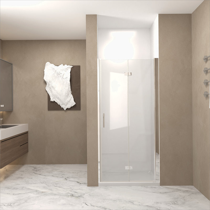 Porte de douche, porte de douche en verre trempé avec cadre en aluminium, film antidéflagrant