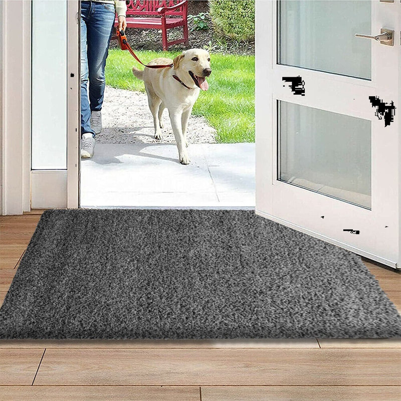 Meyah Non Slip Shaggy Door mats, Dark Grey