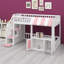 Lit mezzanine avec design cabane de jeu, marches de rangement, éclairage DEL et placards sous le lit-2090666725-2090666726