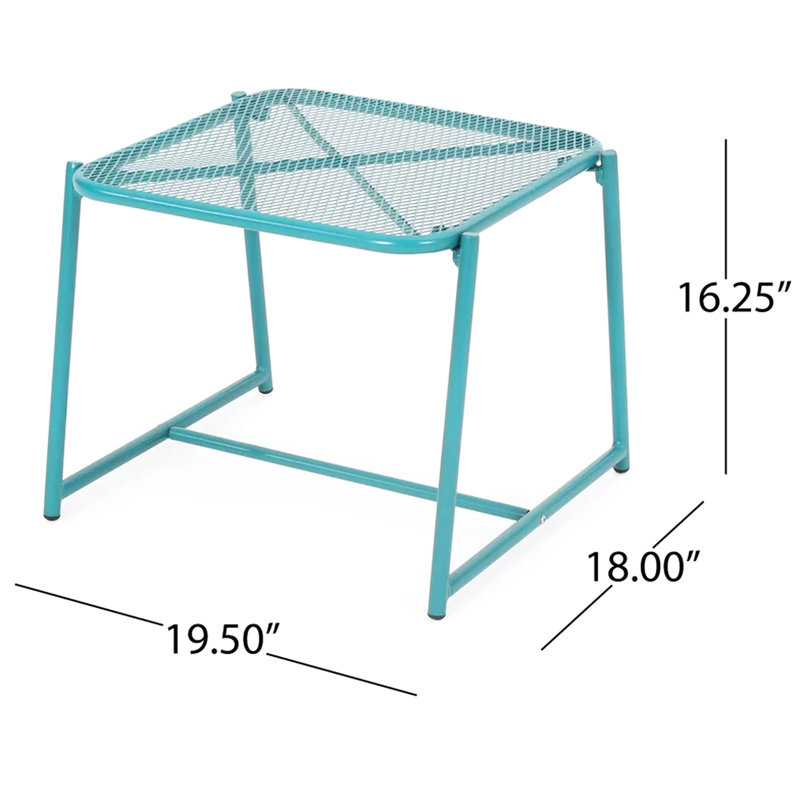 Table d'appoint moderne h 15,5 po, fer sarcelle pour balcon, espaces extérieurs pour café