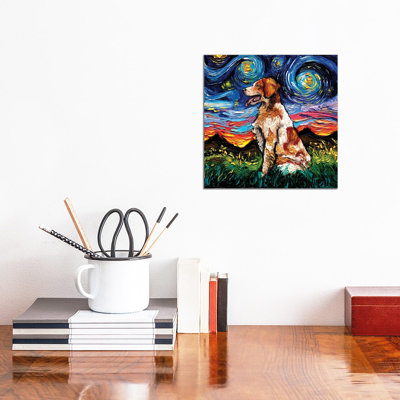 " Brittany Spaniel Night " Oil Painting