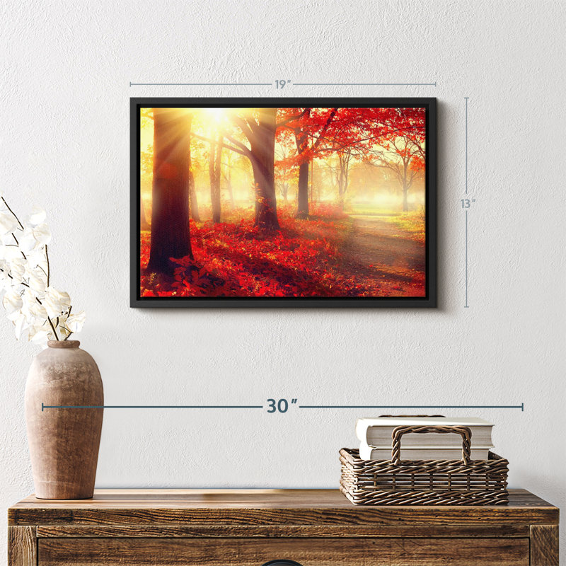 Impression sur toile forêt rouge vif, H 19 po x l 13 po