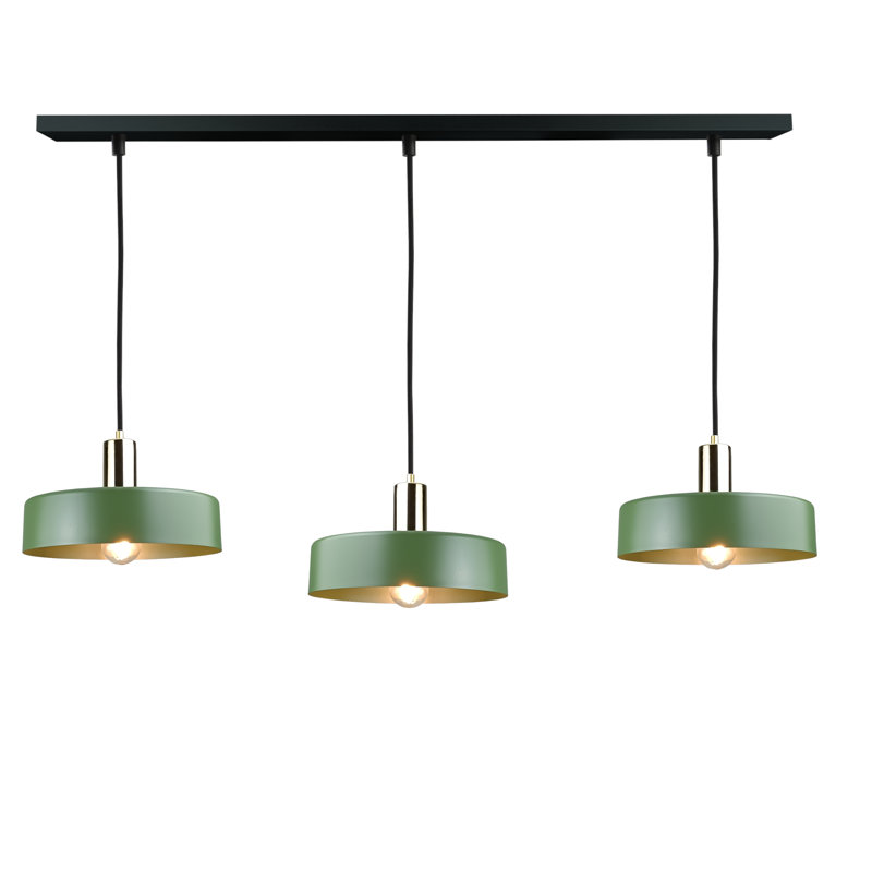 Bhayani 3 - Light Drum Pendant, Green, Khaki Gold