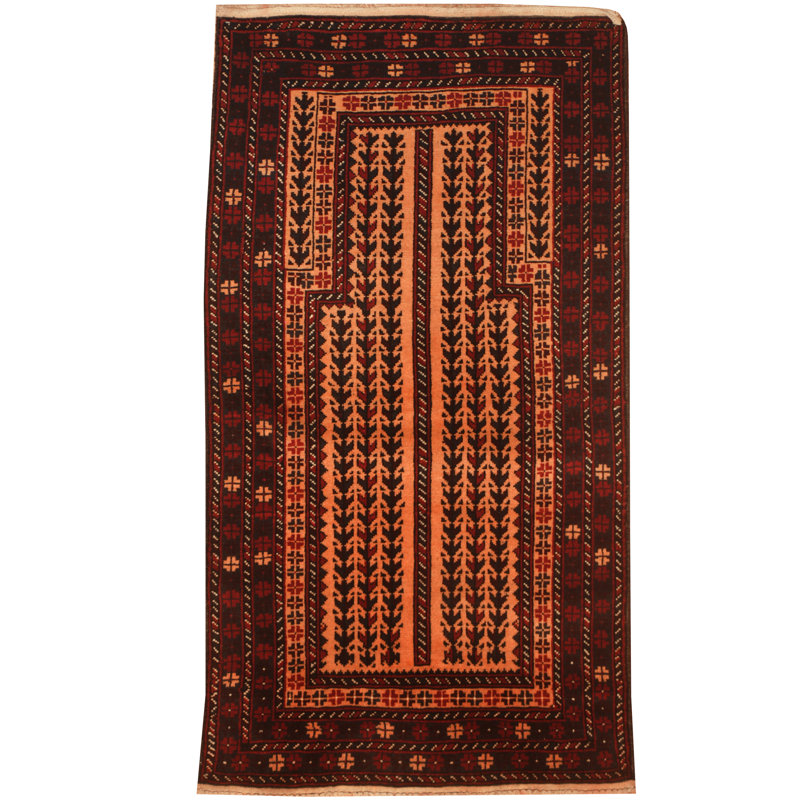 Tapis pêche / rouge noué à la main Felisha