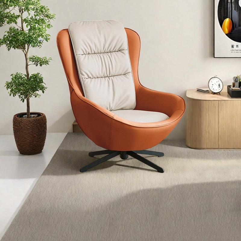 Fauteuil inclinable ergonomique en similicuir, Beige/Orange