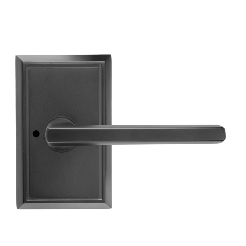 Levier d'intimité Bravura 839-1 Delray sur rosette rectangulaire traditionnelle en noir mat
