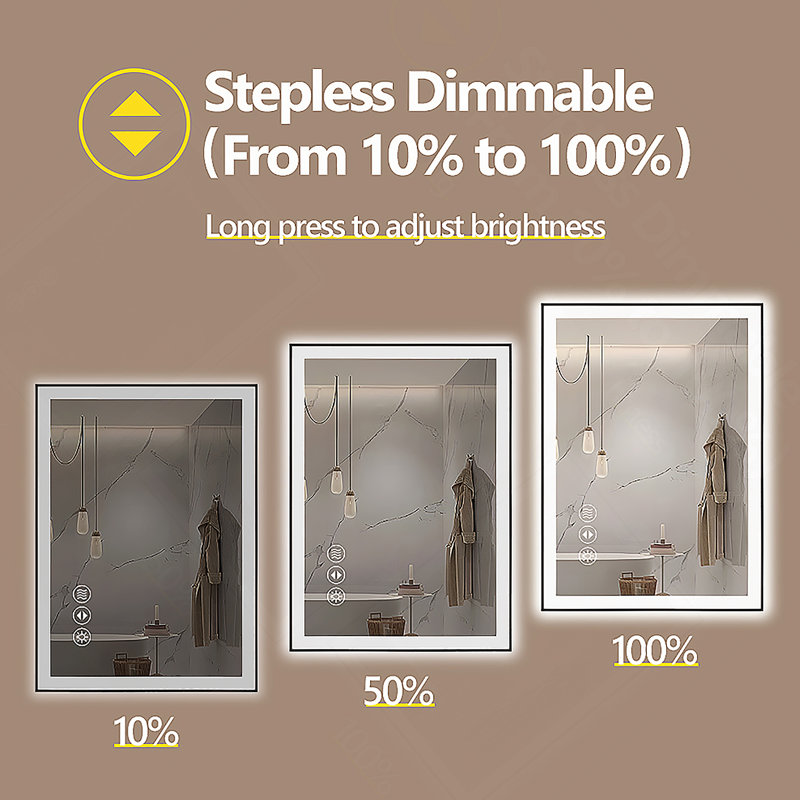 Miroir de salle de bain sans cadre à DEL, miroir intelligent, 36 po x 32 po