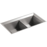 Poise® 33" L x 18" W x 9.5" Under-Mount Double-Equal Bowl Kitchen Sink