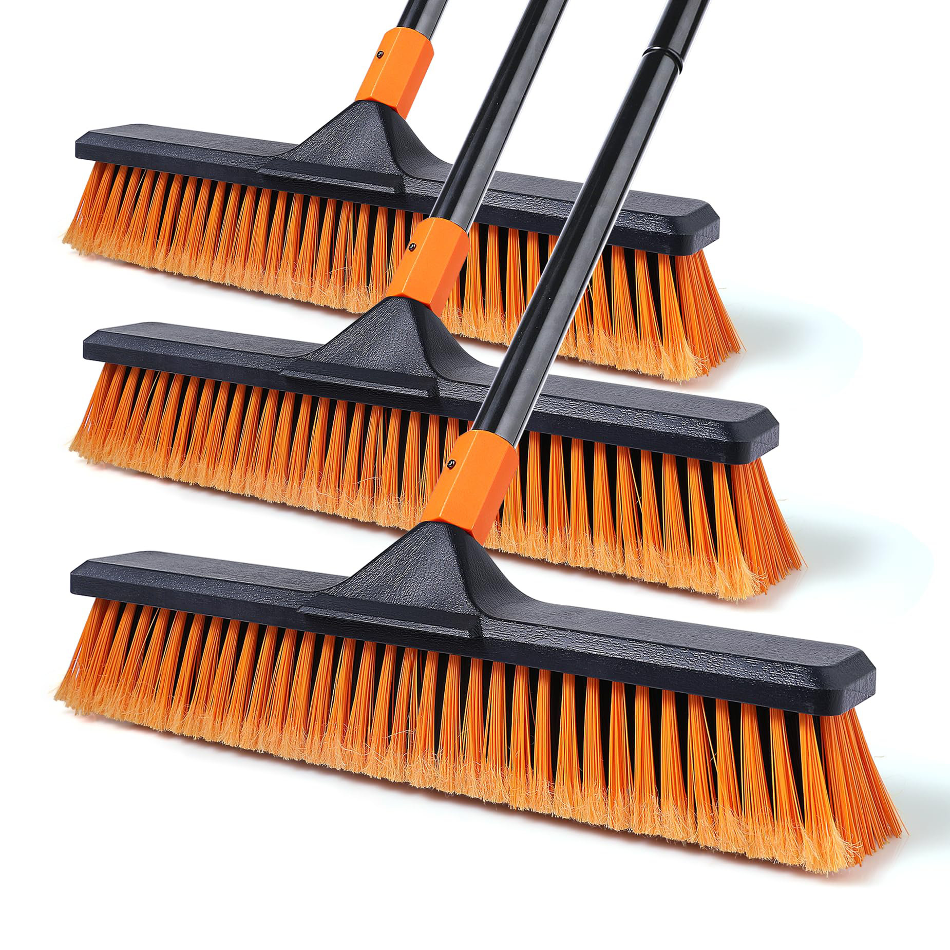 Pack De 3 Balais D'extérieur à Poils Raides Et Doux, Poignée Réglable, Pour Balayer Terrasse, Jardin, Allées