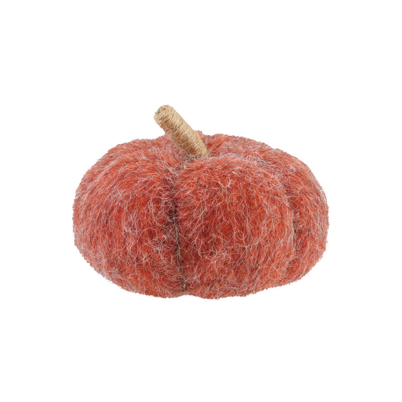 Felt Pumpkin With Jute Wrapped Stem, Orange, 4 in x 5.13 in
