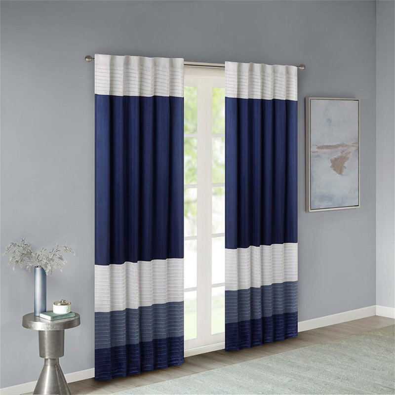 Panneau de rideau simple obscurcissant Ashey, Bleu marine