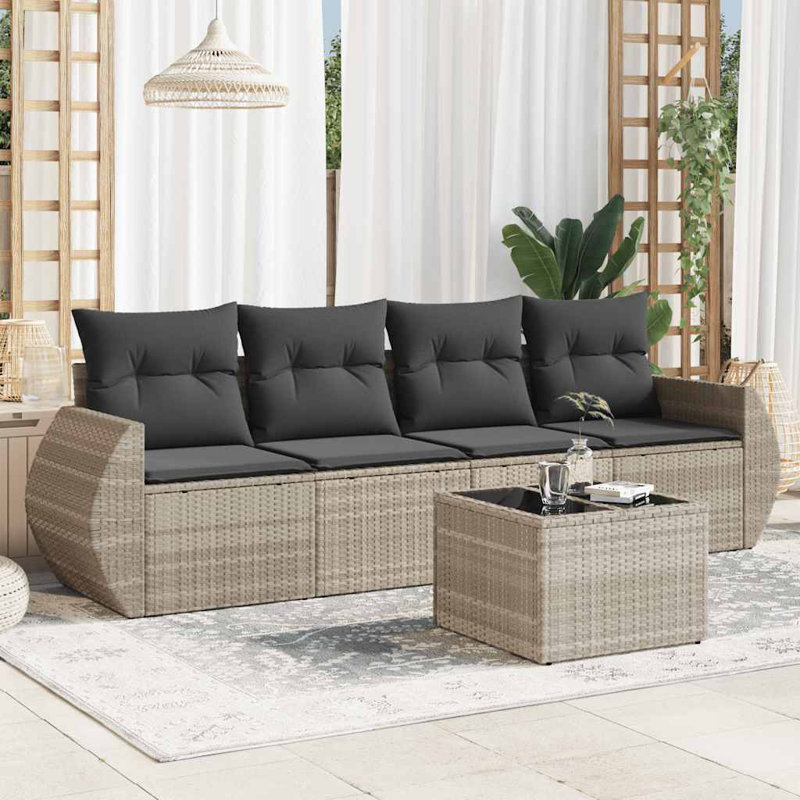  Ensemble de canapé de jardin gris clair