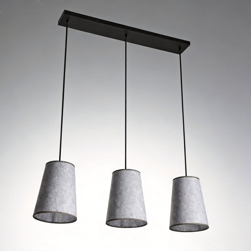 3-Light Light Grey Felt Cord Pendant Light