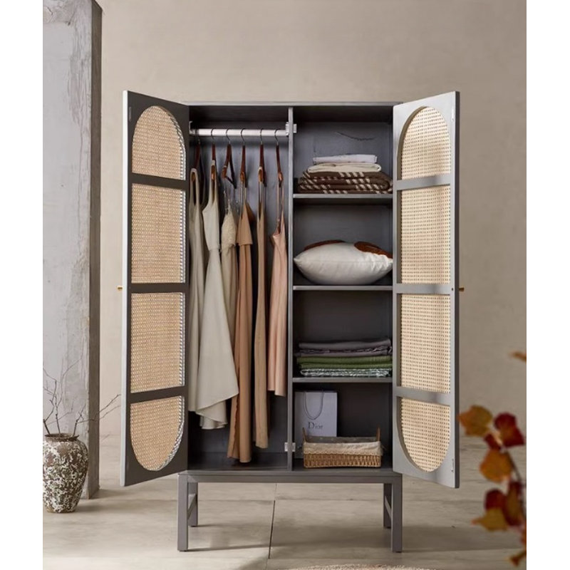 Garde-robe simple de couleur unie classique, Gris, H 78,74 po x l 47,24 po x P 19,69 po