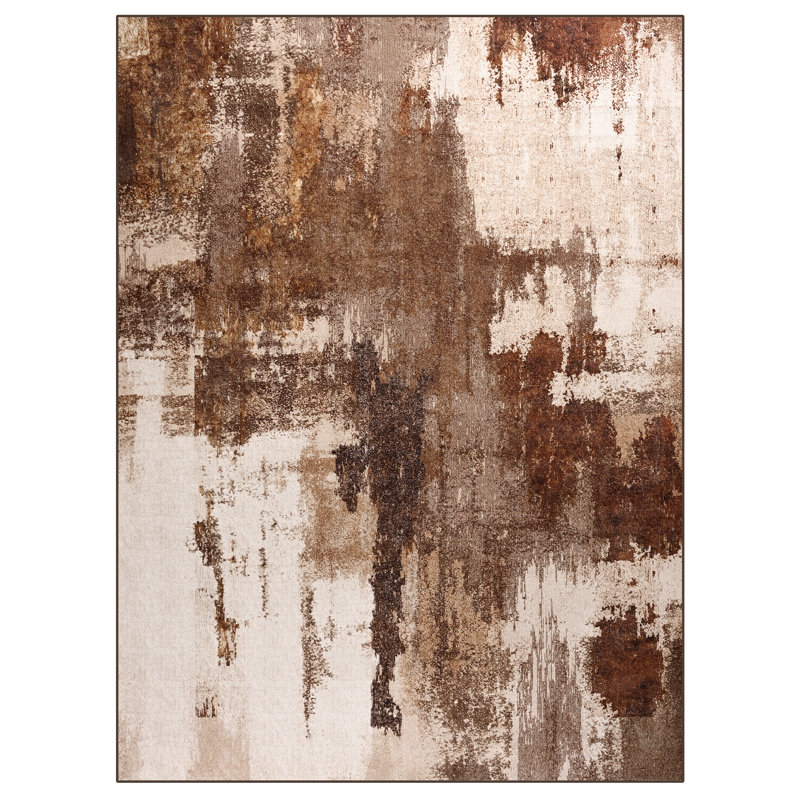 Fillender Washable Area Rugs Non-Slip Modern Abstract Soft For Living Room Entryway Bedroom, Rectangle 6' x 9', Brown