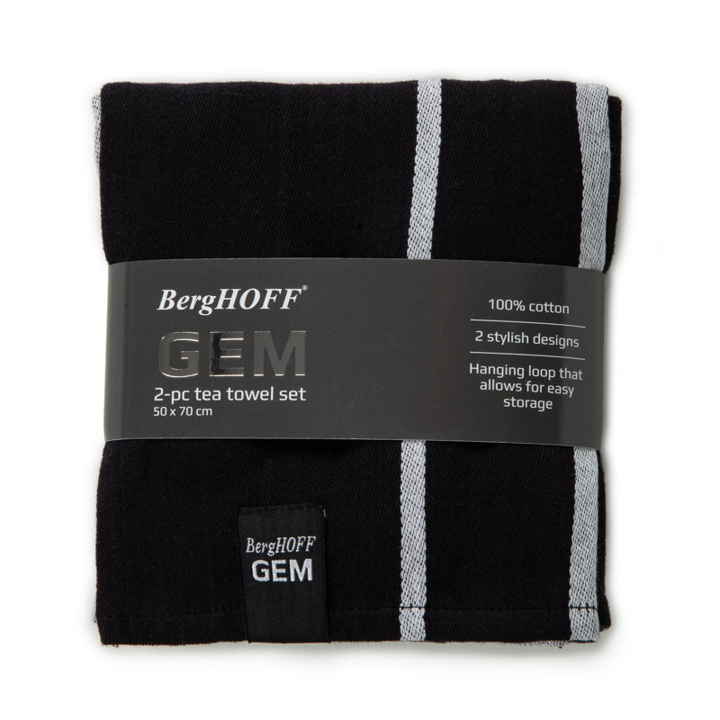 Ensemble de 2 torchons en coton BergHOFF GEM, noir
