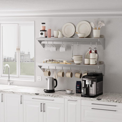 Stainless Steel Kitchen Wall Shelf Pot Rack 12" X 48" - 220 Lb Capacity