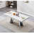 Modern Faux Marble Dining Table Set, Luxury 70.8" Dining Room Table with Velvet Upholstered Chairs, Luxurious Kitchen Table with Lightning Stainless Steel Pedestal, Rectangle Dining Table Set-1386155013-1386155010-1386155015