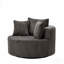 Oversized Round Swivel Accent Chair With Plush Upholstery & Matching Throw Pillows-Brown