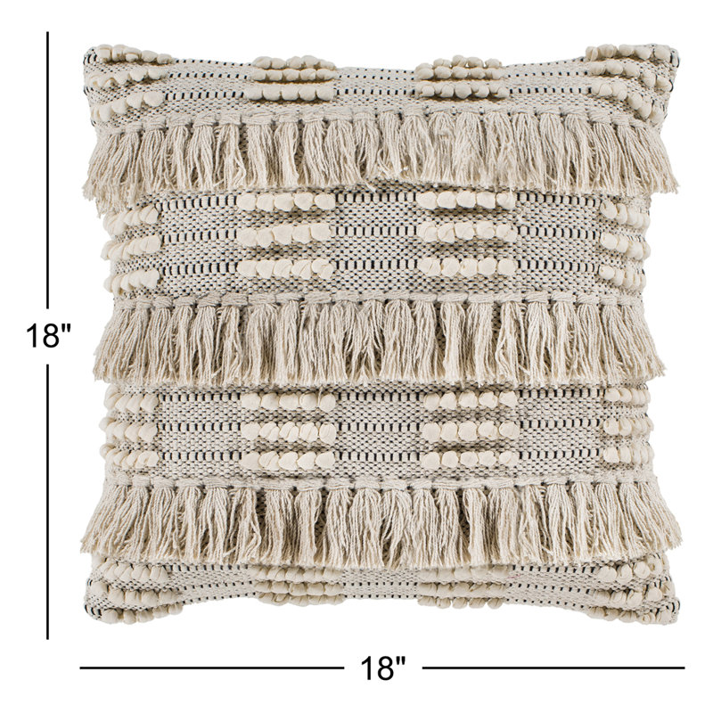 Venora Square Cotton Throw Pillow, 18" x 18", Polyester/Polyfill