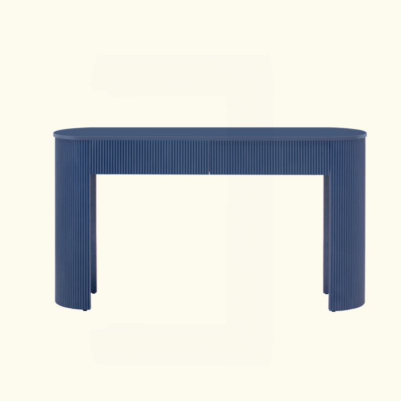 Oval Top Console Table with Storage, Navy