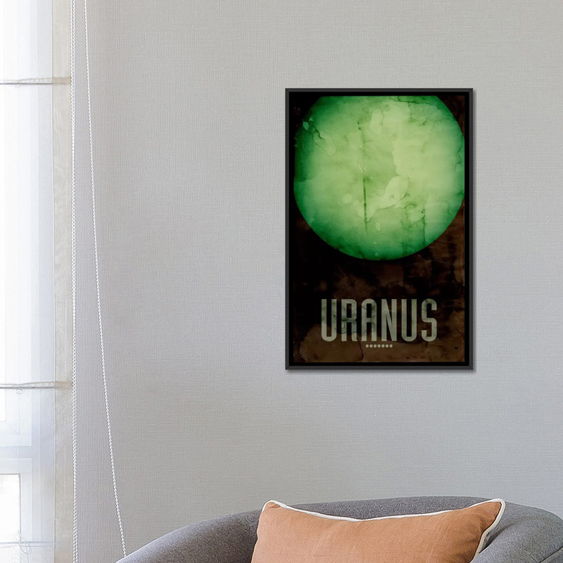 « the planet uranus », impression sur toile tendue, H 26 po x l 18 po x P 1,5 po, Toile avec cadre noir, Pas de tapis