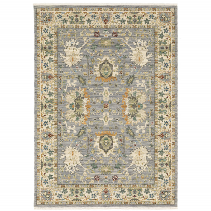 Oriental Machine Woven Wool and Nylon Area Rug, Rectangle 3'3" x 5'