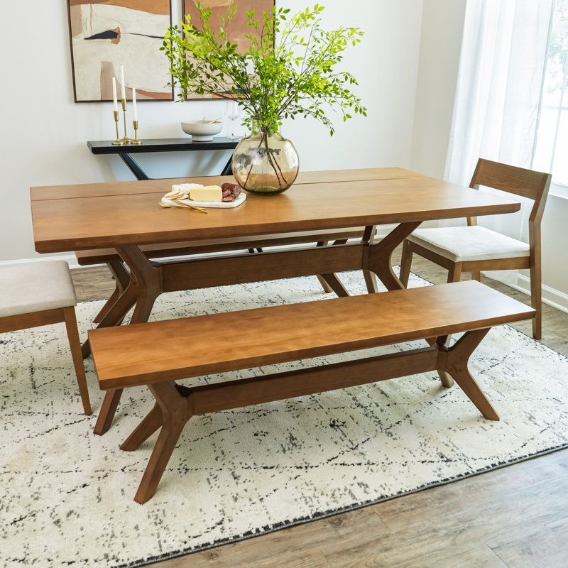 Muhsina Cross Leg Rectangular Dining Table, Walnut, 30"H x 72"W x 35.75"D