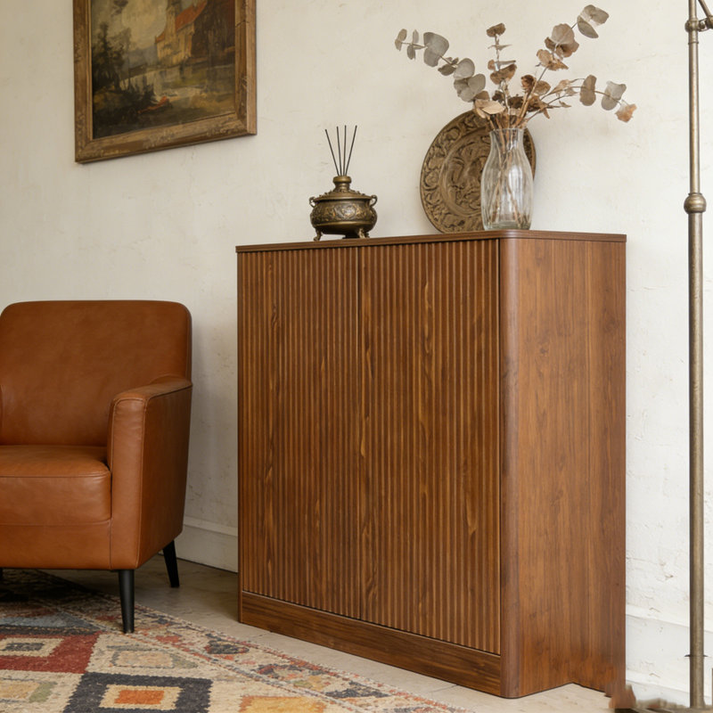 Buffet ondulé moderne de 31,5 pouces, Noyer