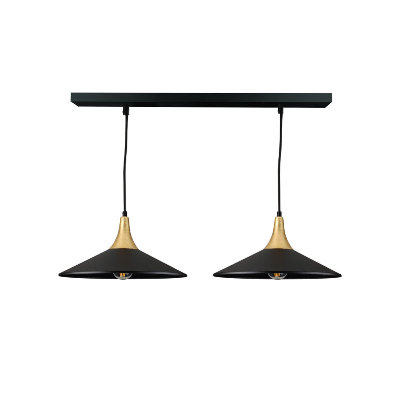 - Light Matte Black Dome Pendant, Gold/Black, 120cm H x 105cm W x 36cm D, 2 Lights
